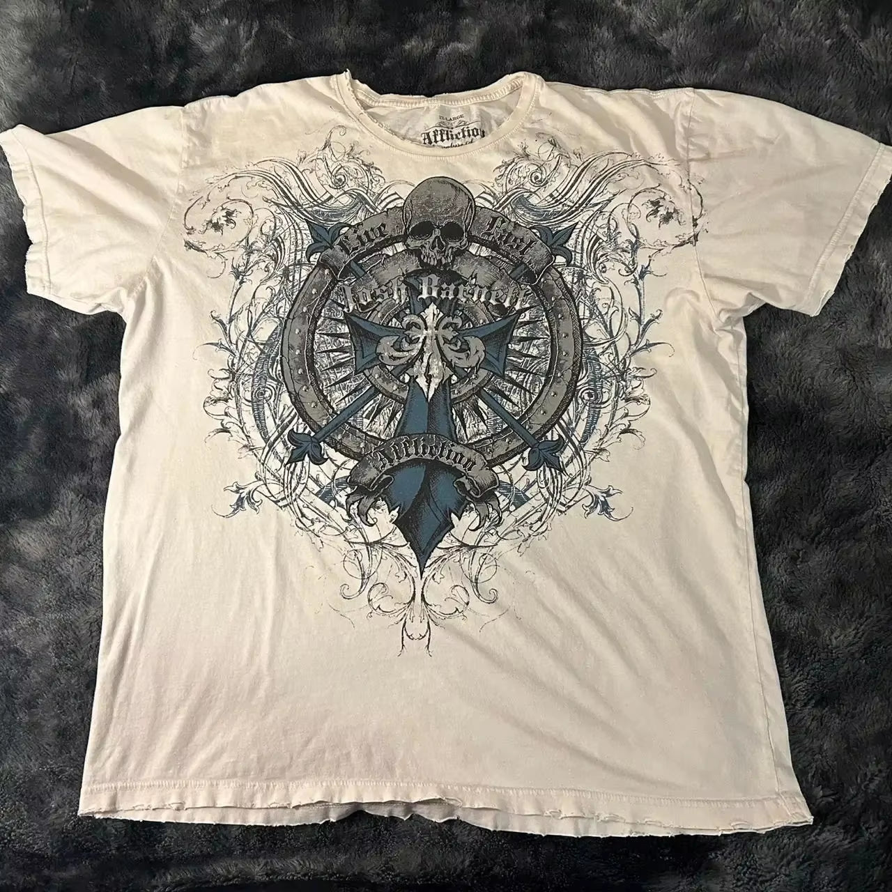 Affliction Bestseller Y2K Gothic Men T Shirt Skull Cross Bones Dark Aesthetic Men Retro Streetwear Trendy Street Oversized Tops