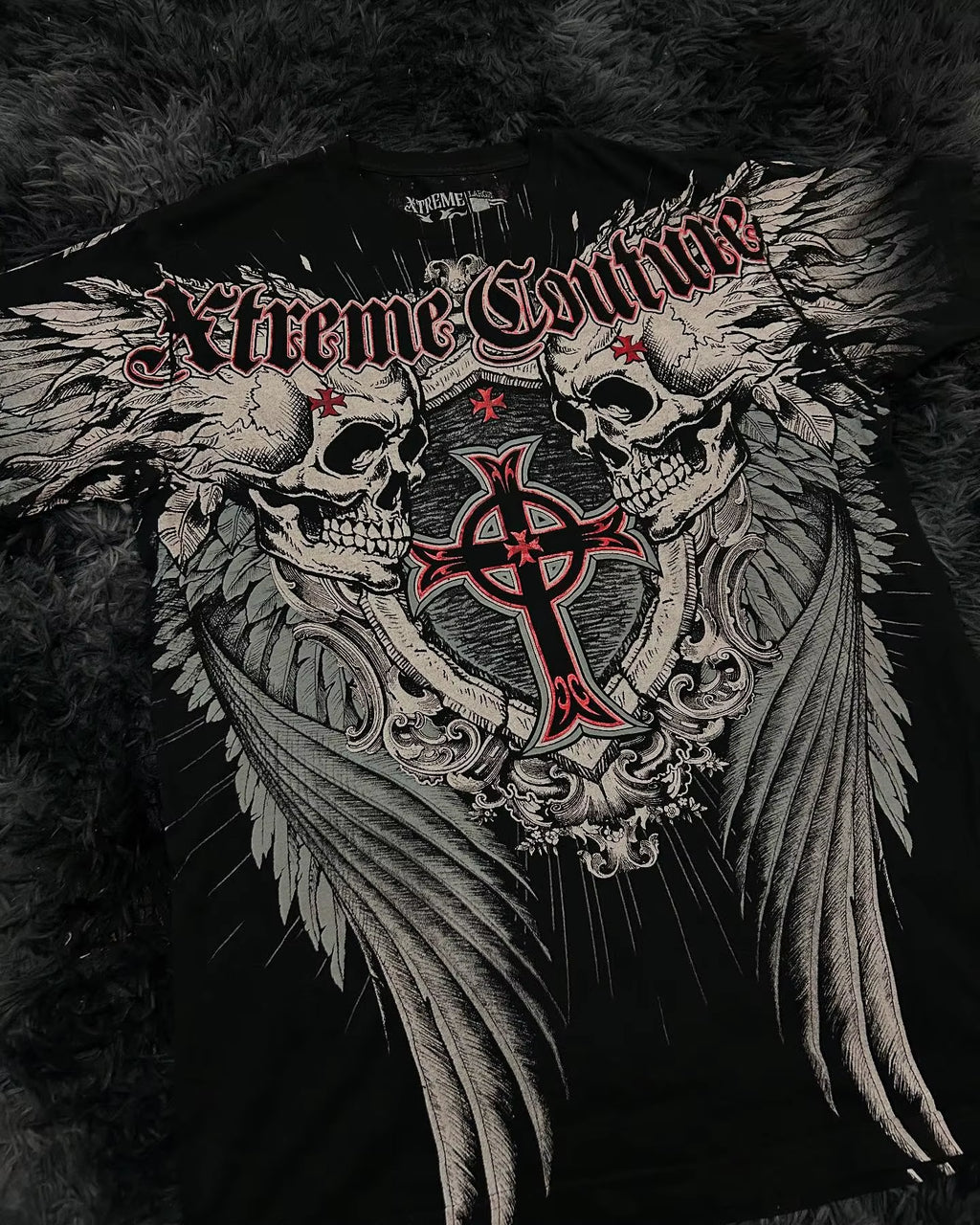 Affliction Bestseller Y2K Gothic Men T Shirt Skull Cross Bones Dark Aesthetic Men Retro Streetwear Trendy Street Oversized Tops