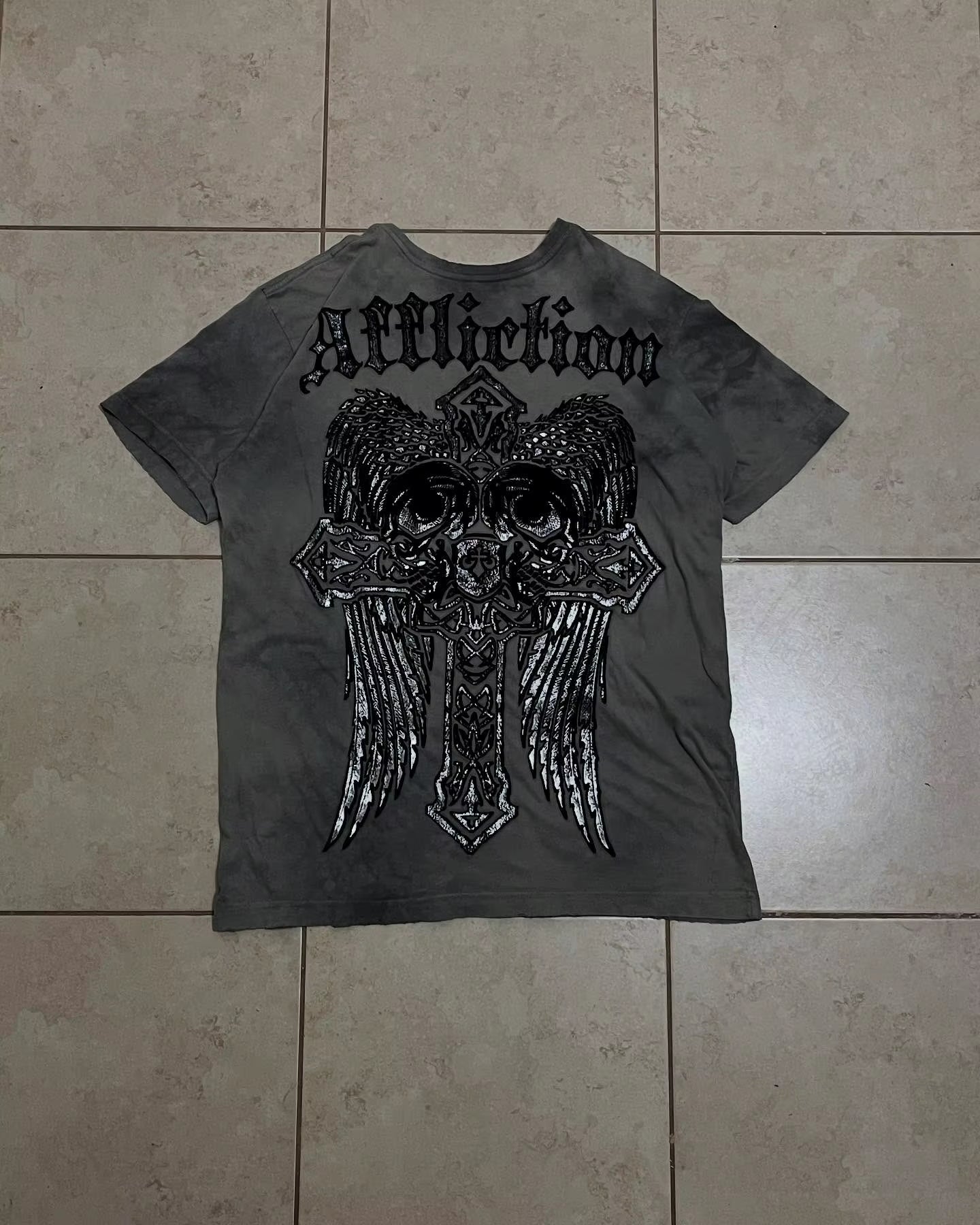 Affliction Bestseller Y2K Gothic Men T Shirt Skull Cross Bones Dark Aesthetic Men Retro Streetwear Trendy Street Oversized Tops