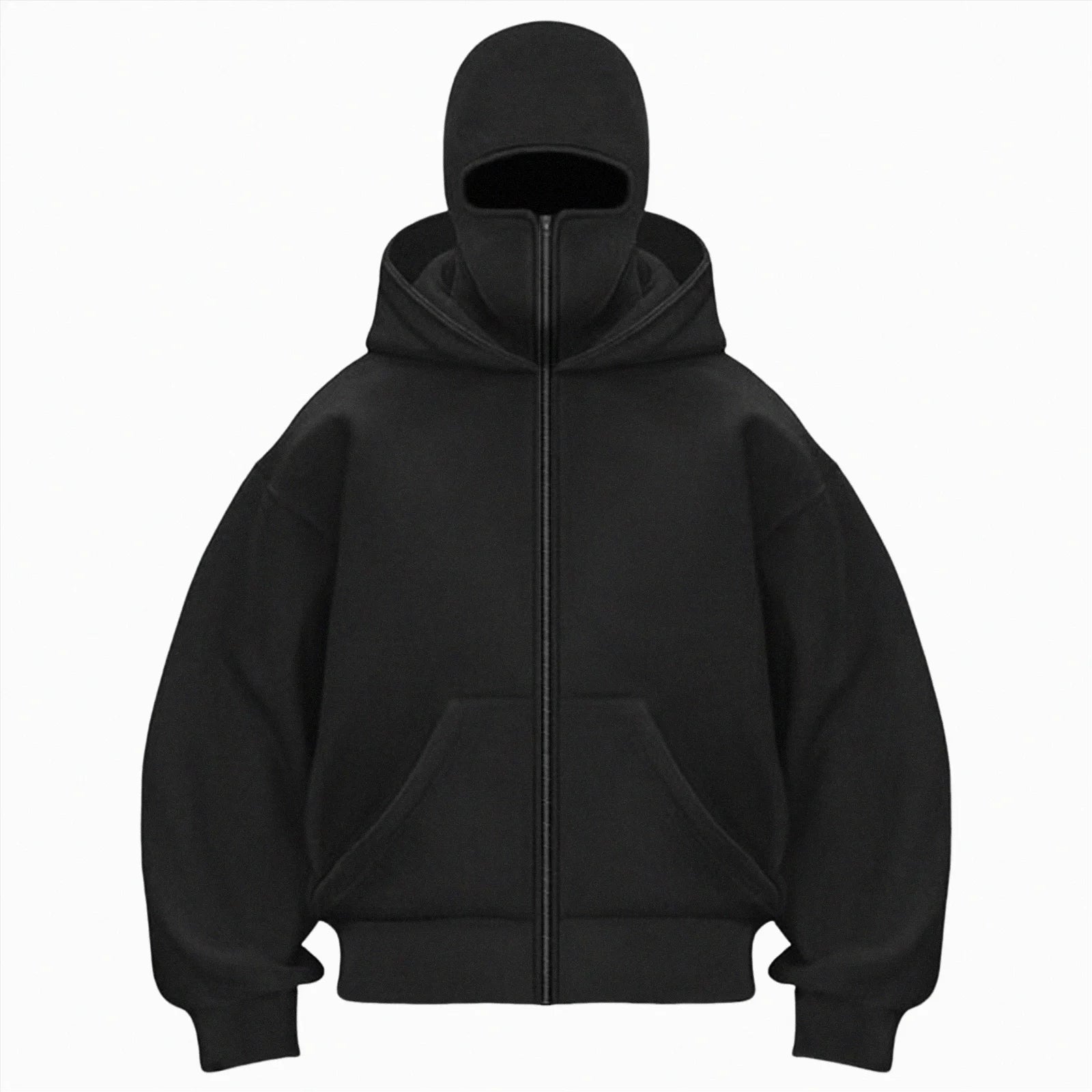 Balaclava Hoodie Zippe, Double Hooded Zip Jacket, Built-In Eye Mask, Full Zip Hooded Sweatshirt, Unisex