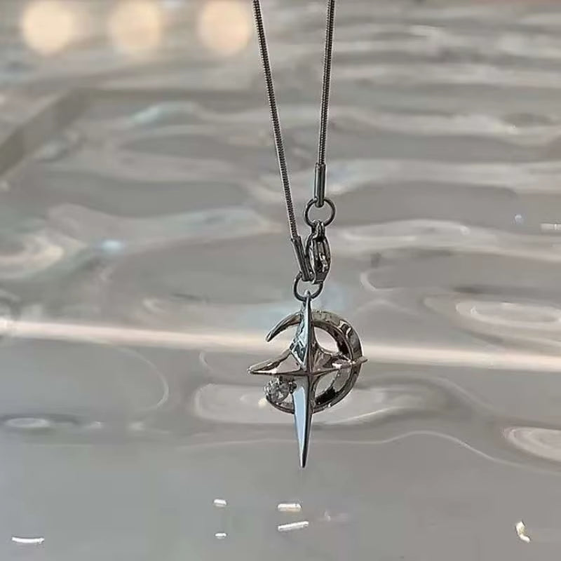 Fashion Shine Crystal Star Star Pendants Necklace for Girl Women Chains Personality Aesthetic Design Necklaces Y2K Jewelry 2023