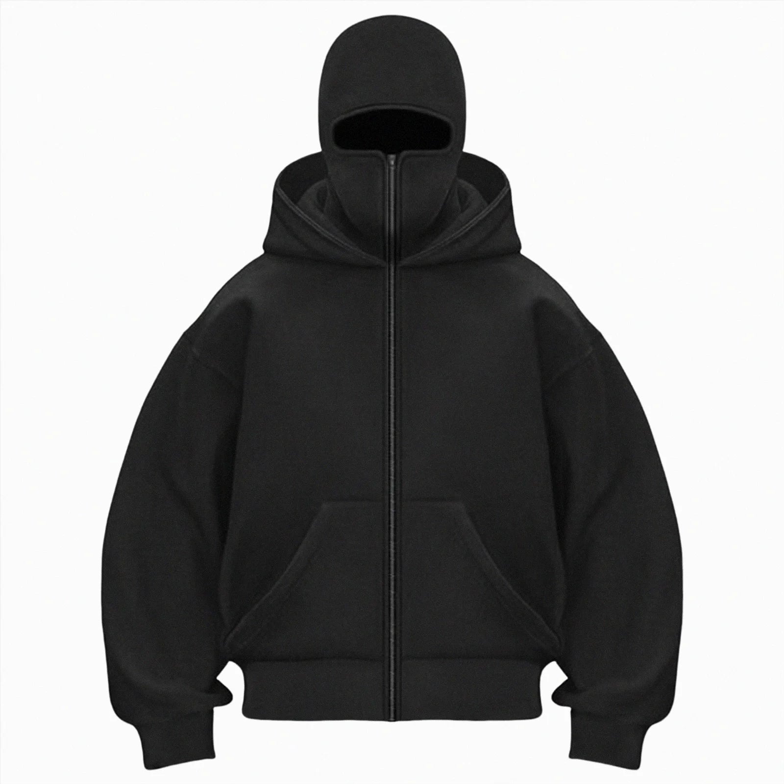 Balaclava Hoodie Zippe, Double Hooded Zip Jacket, Built-In Eye Mask, Full Zip Hooded Sweatshirt, Unisex