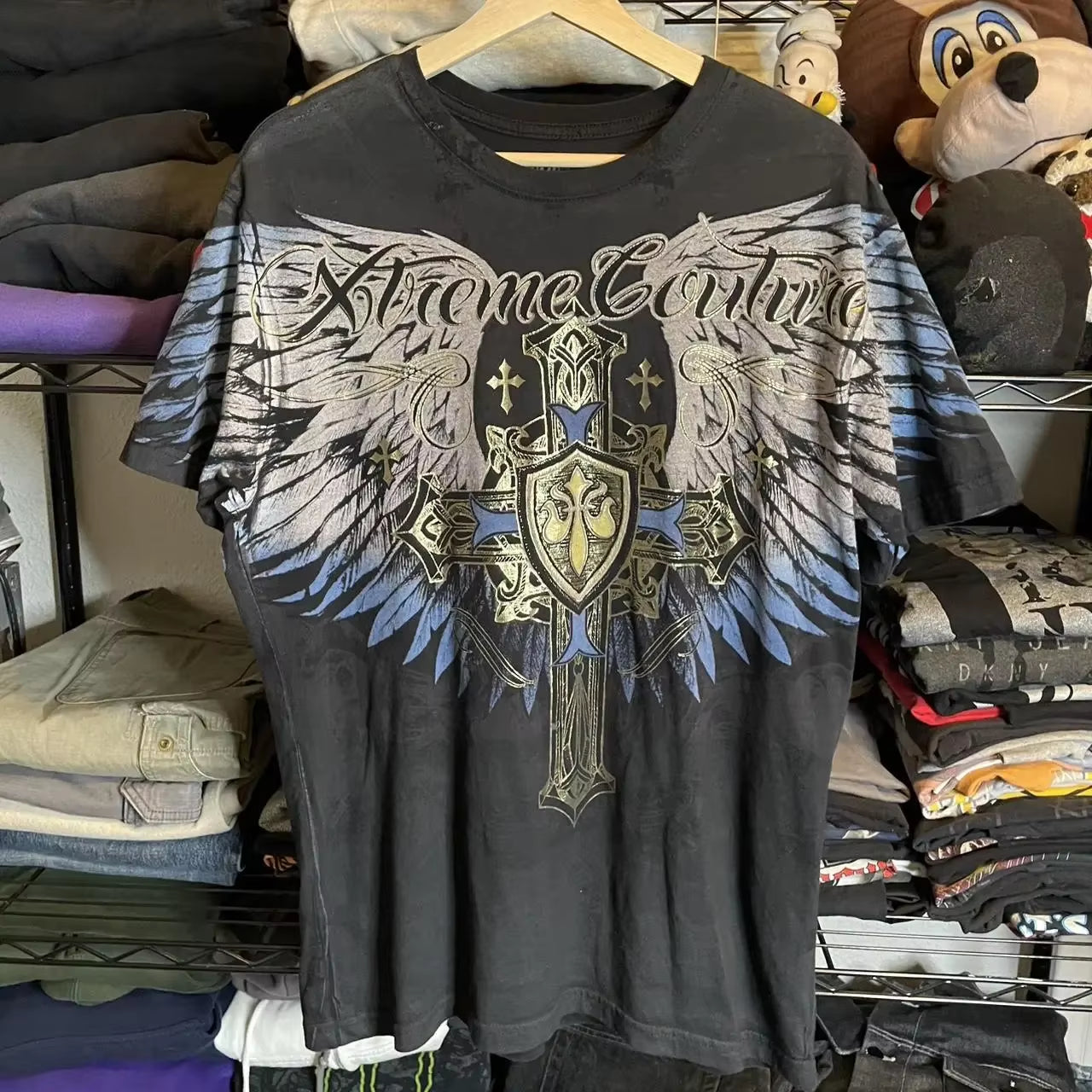 Affliction Bestseller Y2K Gothic Men T Shirt Skull Cross Bones Dark Aesthetic Men Retro Streetwear Trendy Street Oversized Tops