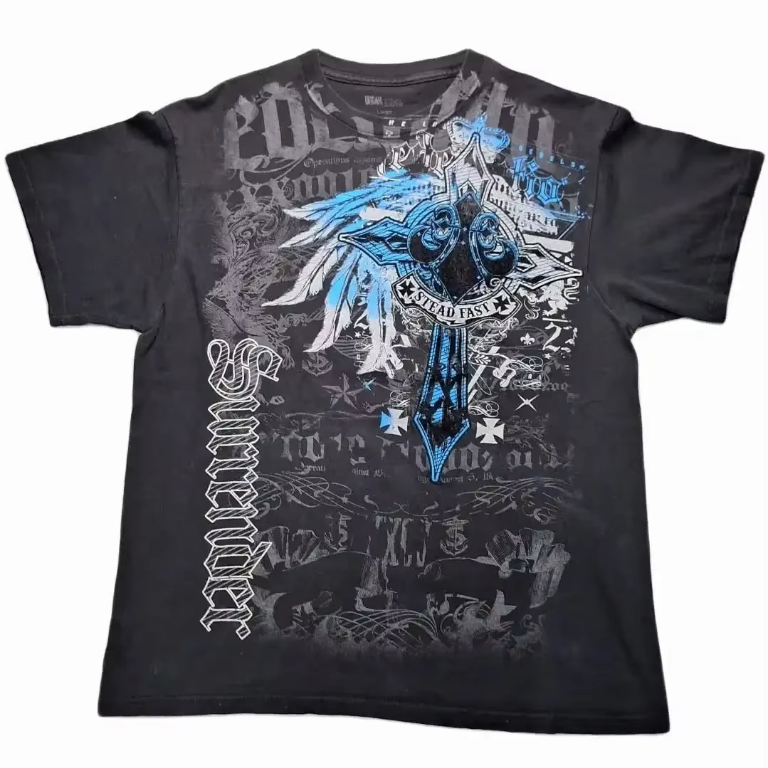 Affliction Bestseller Y2K Gothic Men T Shirt Skull Cross Bones Dark Aesthetic Men Retro Streetwear Trendy Street Oversized Tops