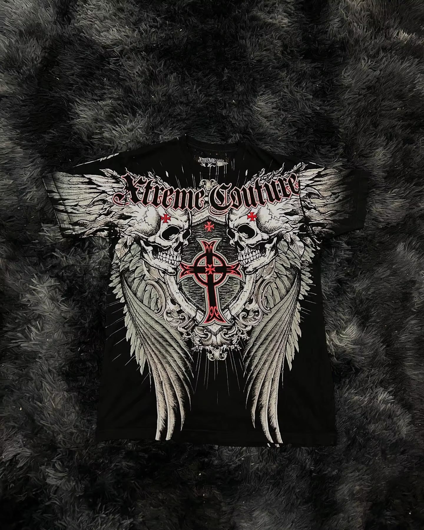 Affliction Bestseller Y2K Gothic Men T Shirt Skull Cross Bones Dark Aesthetic Men Retro Streetwear Trendy Street Oversized Tops