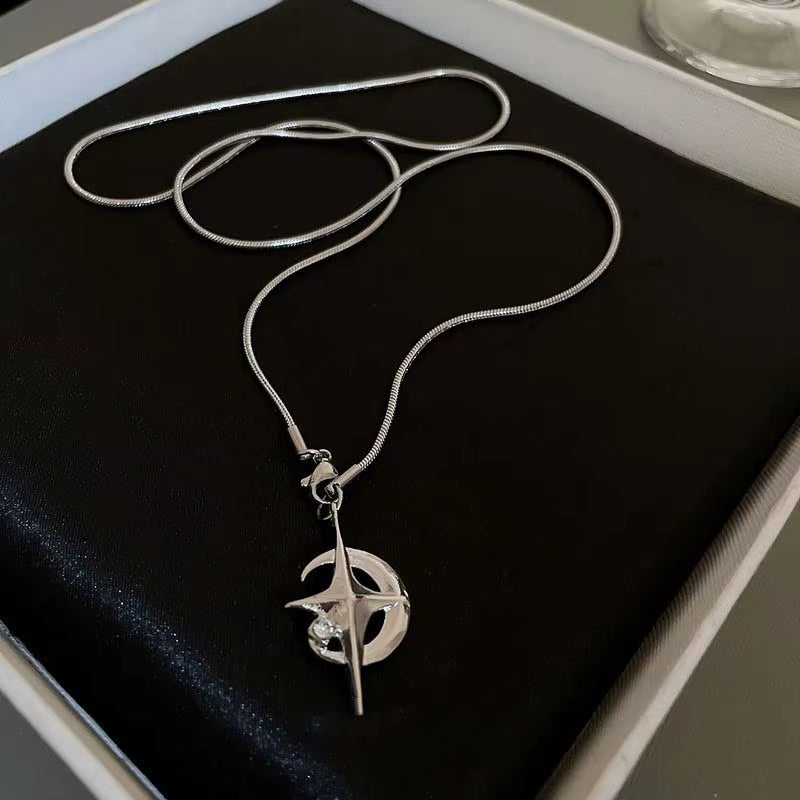 Fashion Shine Crystal Star Star Pendants Necklace for Girl Women Chains Personality Aesthetic Design Necklaces Y2K Jewelry 2023