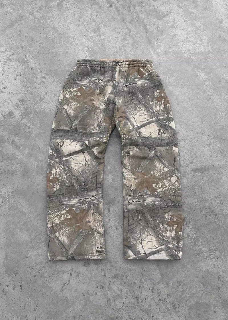 Y2K Tracksuit Men New Street Hip Hop Oversized Camo Hoodies 2 Piece Set Retro Camouflage Pattern Sweatshirts Clothes for Men