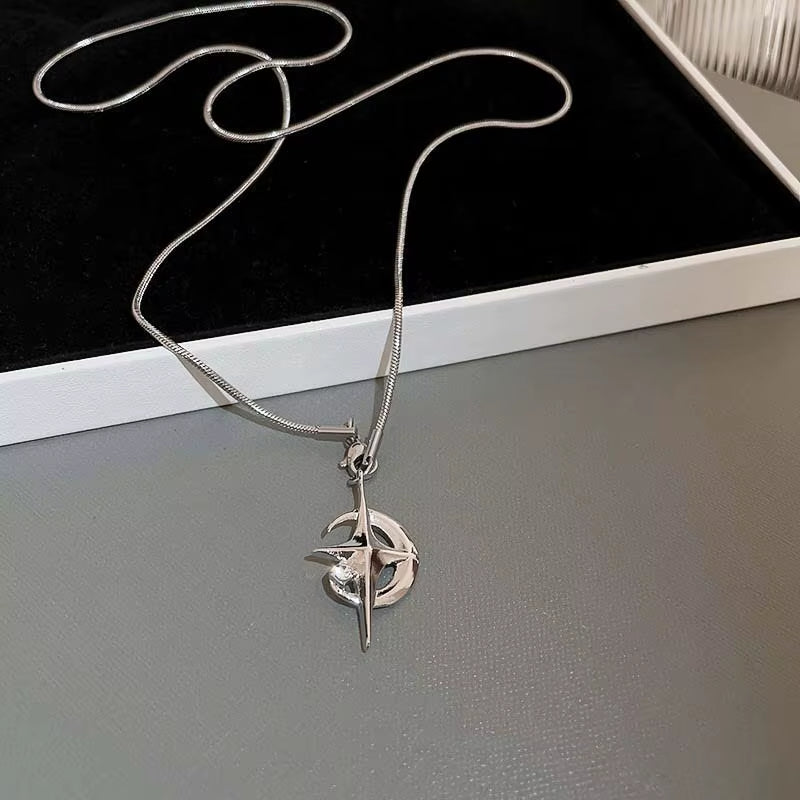 Fashion Shine Crystal Star Star Pendants Necklace for Girl Women Chains Personality Aesthetic Design Necklaces Y2K Jewelry 2023